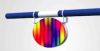Photo produit Soubassement ovale en version suspendu motif tubes arc en ciel