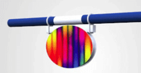 Photo produit Soubassement ovale en version suspendu motif tubes arc en ciel pour parcours d equitation