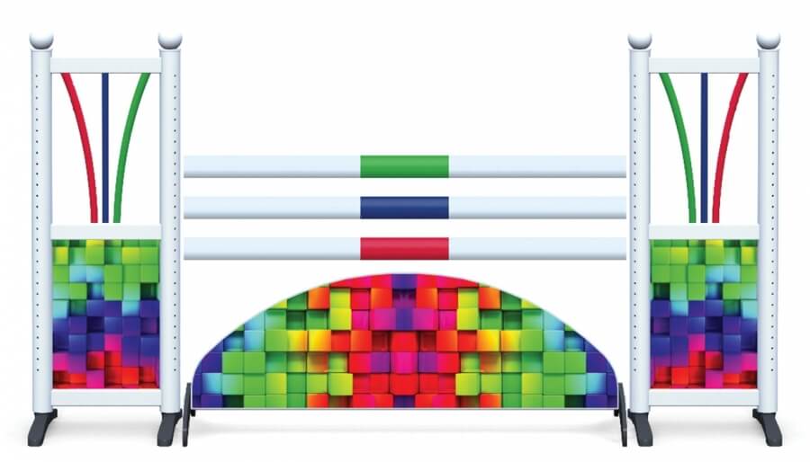 Obstacle de CSO complet demi lune Cubes arc en ciel