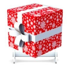 Photo produit Cadeau rouge avec papier Noel