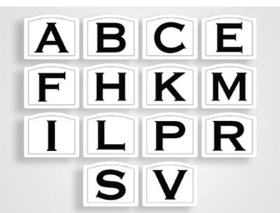 Jeu de 12 Lettres sur panneaux