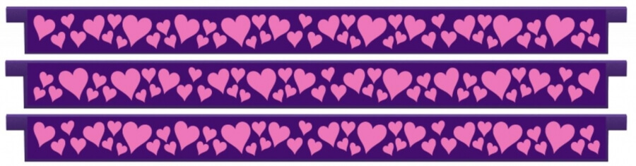 Photo produit Lot de 3 palanques motif coeurs roses sur fond violet