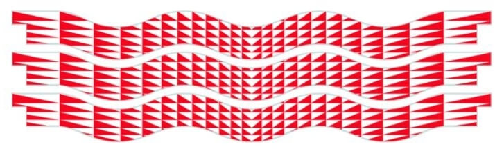 Photo produit ensemble de 3 palanques vagues motif triangles rouges et blanc